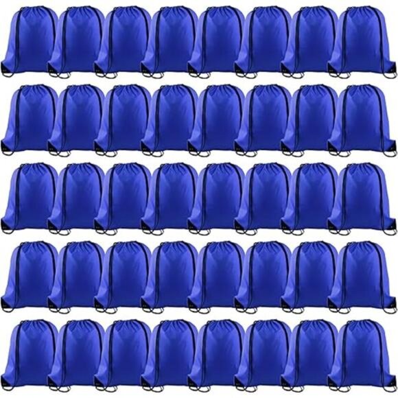 40Pcs Blue Drawstring Backpack Bags Sack Drawstring Bags Bulk String Backpack - Picture 8 of 8